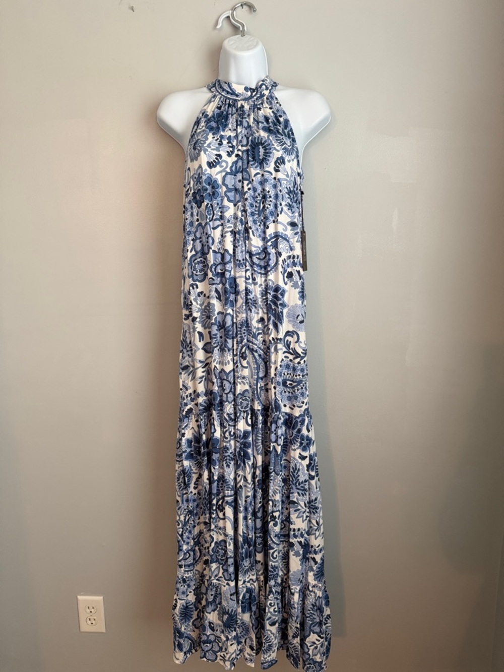 Vince Camuto Blue and White Swirl MaxiDress